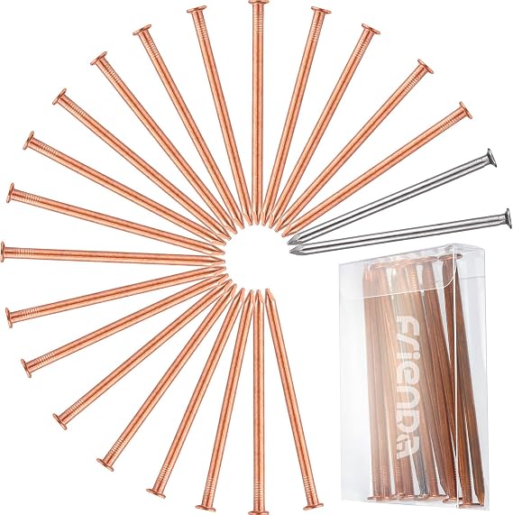 Frienda 20 Pcs Pure Copper Nails for Killing Trees Kit 3.5 Inch Long Spikes with 2 Pieces Large Steel Nails, Included Storage Box for Stumps, Roots Landscaping Without Damaging the Surroundings