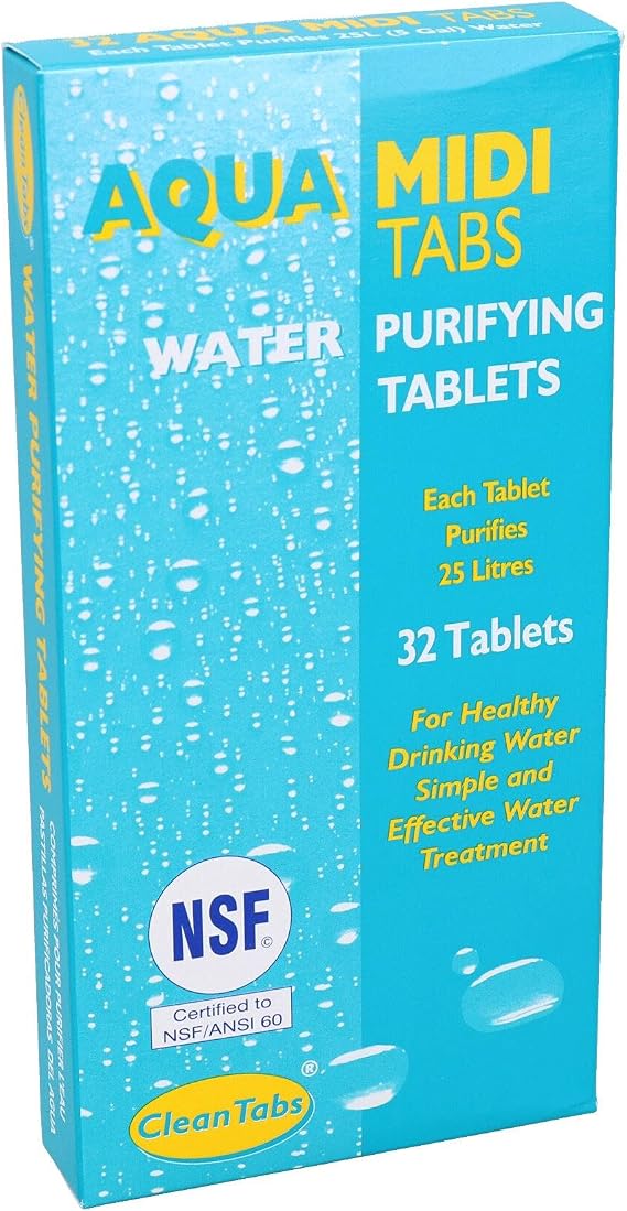 AB Tools Aqua Midi Tabs 32 Water Purifying Tablets Motorhome Caravan Tank