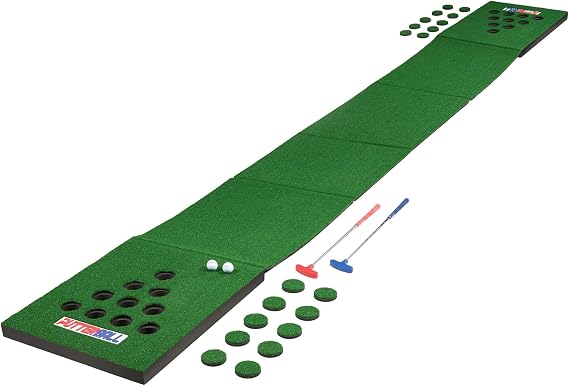 PutterBall XL Golf Game Set The Original 10 Cup Putting Pong Edition with 2 Putters, 2 Balls, Green Mat and Hole Covers Fun Putter Golf Game for Backyard, Office, Indoor Outdoor Parties
