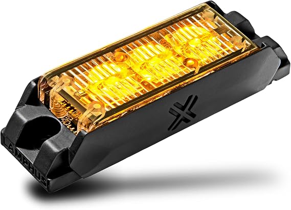 LAMPHUS NanoFlare 3W Amber LED Police Grill Strobe Warning Light for Trucks | Emergency Warning Police Lights, SAE Class 1, Surface Mount, for Grille Service Tow Work Truck Patrol Vehicles, Ultra Slim