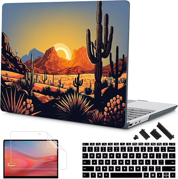 Tuiklol Case for 12.4 Inch Microsoft Surface Laptop Go 32  1 2023-2020 Releases, Plastic Hard Shell Case with Screen Protector and Keyborad Cover Dust Plugs Model 20131943,Cactus & Sand