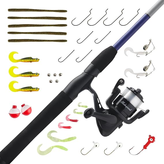 Shakespeare Catch More Fish Spinning Reel and Fishing Rod Combo with Kit