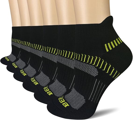 BERING Women's Athletic Running Cushioned Ankle Socks (6 Pairs)