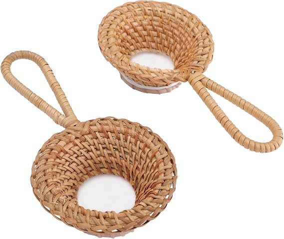 INOOMP 2pcs Rattan Tea Strainer and Gauze Tea Filter for Home Use Handwoven Autumn Vine Material Suitable for Loose Leaf Brewing