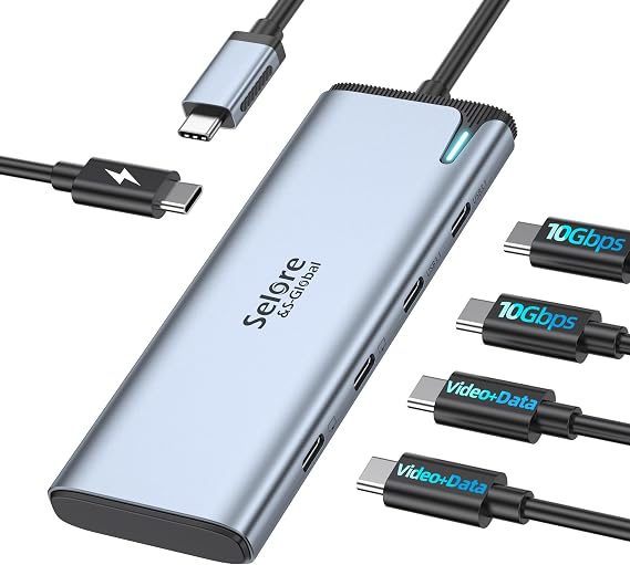 USB-C Splitter with 4K@60Hz Video USB-C Hub Dual Monitor with DP Alt Mode
