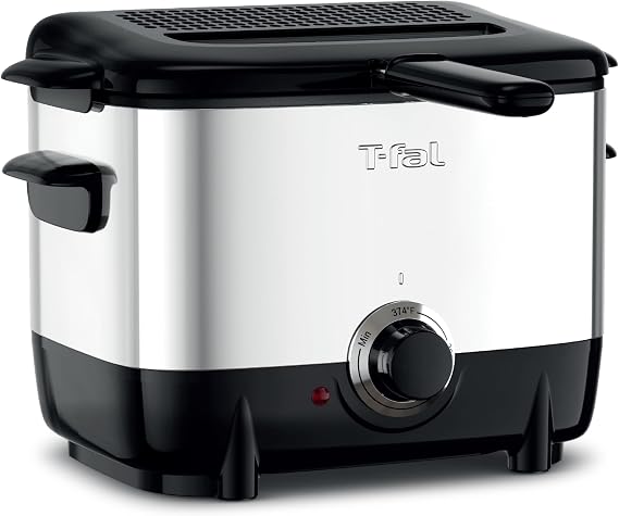 T-fal Mini Deep Fryer, Stainless Steel Deep Fryer with Basket, 1 Liter, Versatile Temperature Control, 900 Watts, Temperature Control, Easy to Clean, Black