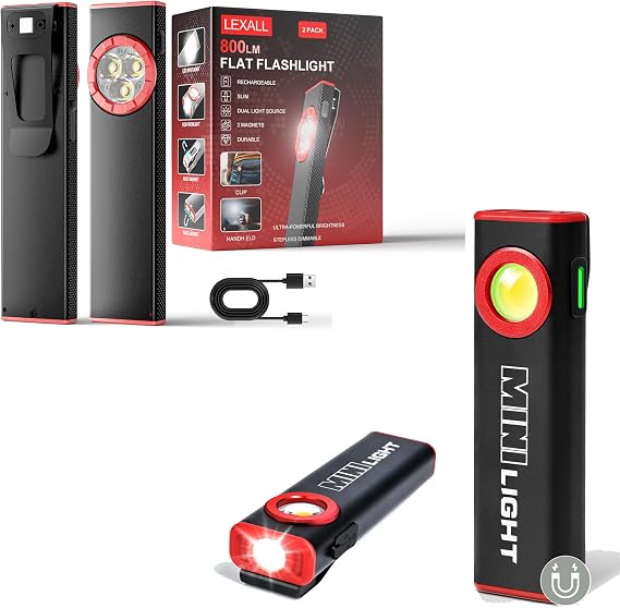 lexall Mini Flashlight 2 Pack Slim Flashlight