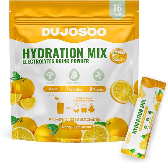 Shake Thoroughly! Electrolyte Hydration Powder Drink Mix | Fat Free - Variety Pack | 7 Electrolytes & 6 Vitamins | Hericium, Collagen Peptide, BCAAs | 1 Pack: 16 Servings, 20g/Stick, 5g Protein/Stick