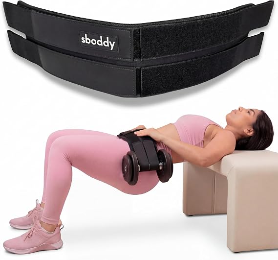 Hip Thrust Belt - Dual Strap Design - Booty Builder for Heavy Dumbbells, Kettlebells and Plates up to 181kg/400lbs - Comfortable Butt Training Equipment for Women - Coaches Tested - Home & Gym Use