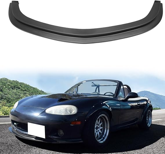 DS Style Unpainted Black PU Front Bumper Lip for 2001-2005 Mazda Miata
