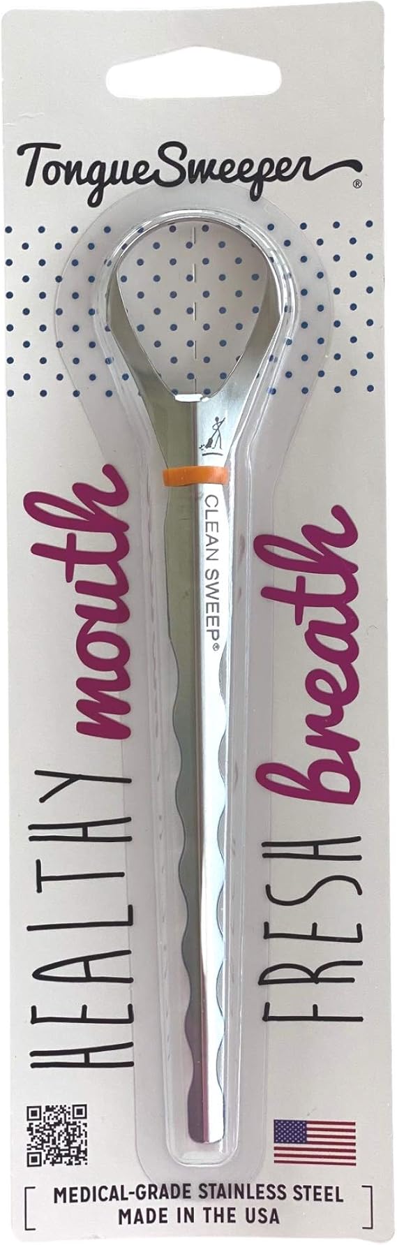 Model T Medical Grade, Stainless Steel Tongue Cleaner with Ergonomic Handle, Reduce Bad Breath and Improve Taste, Preferred by Leading Dental Schools for Oral Hygiene, (1 Count)