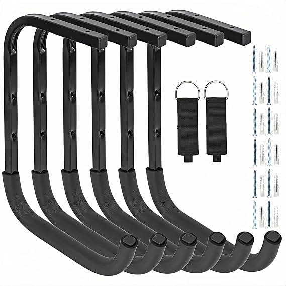 Overhead Garage Storage Rack, Heavy Duty Ceiling Storage Hooks Utility Hanger for Lumber Ladder Bike & Other Bulky Items (6, 37cm)