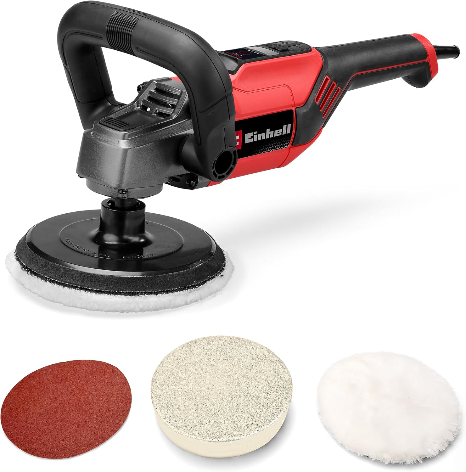 Einhell PolishingSanding Machine CC-PO 1100150 CE 1100 W, Ø 150 mm polishing plate, electronic speed 500 - 3,500 min-1, fixed electronics, velcro, accessories included