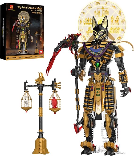 JMBricklayer Anubis Mythical Building Set for Adults, Ancient Egyptian God Display Figure Model Kits, Large Collectible Egypt Mech Statue Home Office Decor, Height 66cm, Toy Gifts for Mythology Lovers