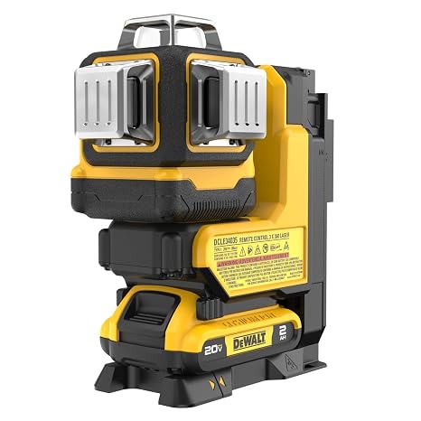DEWALT Level Laser, 20V MAX XR 3 x 360 Line Laser Leveler Tool Kit with Remote Control for Rotational and Horizontal Head Adjustments, Includes Battery and Charger (DCLE34035D1)