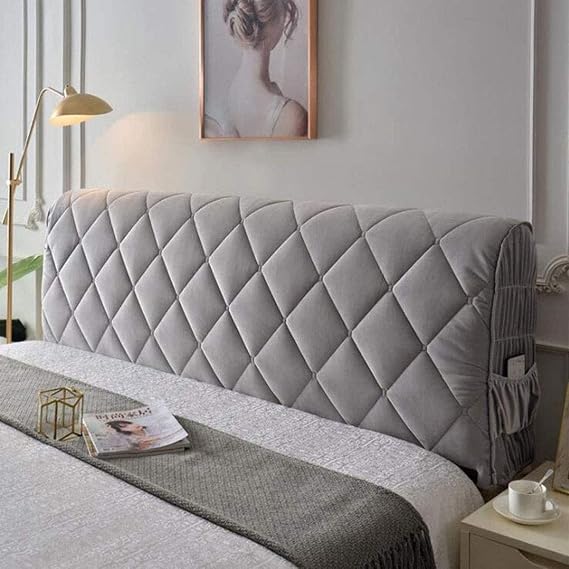 All-Inclusive Headboards Bed Headboard Cover Protector Stretch Solid Color Bed Headboard Slipcover for Single Double King Headboard (Color : Grey, Size : 2.2m)