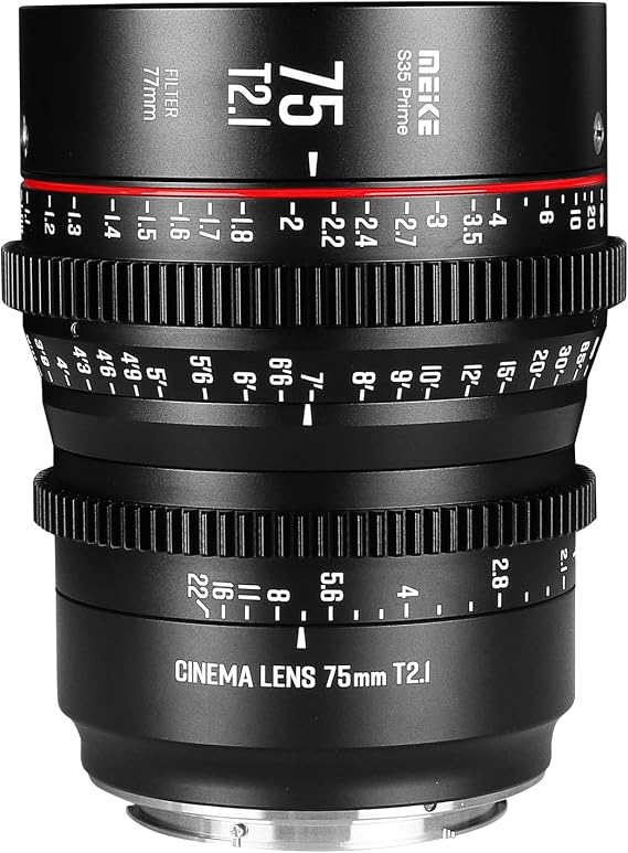 Meike 75mm T2.1 S35 Manual Focus Wide Angle Prime Cinema Lens for Canon EF Mount and Cine Camcorder EOS C100 Mark II