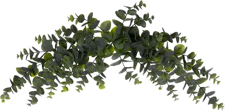 Vickerman 32" Artificial Green Spiral Eucalyptus Crescent Swag