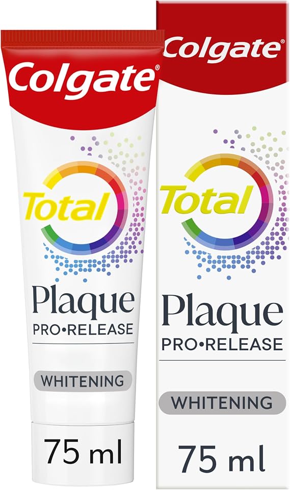 Colgate Plaque Pro-Release Whitening Toothpaste 75ml, Dental Plaque Remover Toothpaste, SLS Free and Gentle Cleansing, dissolves and Lifts Away Gum-harming Plaque