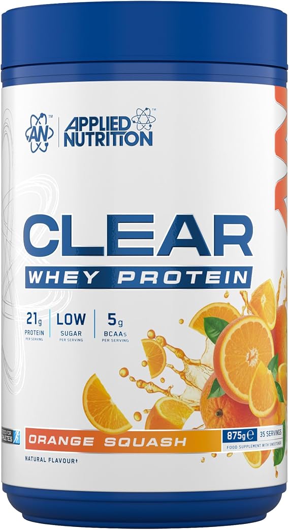Applied Nutrition Clear Whey Isolate - Whey Protein Isolate, Refreshing High Protein Powder, Fruit Juice Style Flavours (Orange Squash) (875g - 35 Servings)