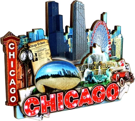 Chicago Magnet Skyline Landmarks Souvenir