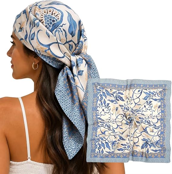 RIIQIICHY Women's Summer Headscarf for Women Spring Neckerchief 70 x 70 cm