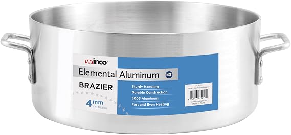 Winco 35 qt Aluminium Brazier Pan, Heavyweight