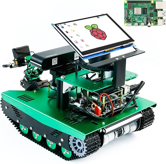 Yahboom Raspberry Pi 4B AI Robot ROS Tank Kit Transbot with Somatosensory Depth Camera 3D Scanner ROS Robotics Coding 2D 3D Mapping Navigation Electronics Building Kit for Adult (with Pi 4B-4G Ver.V)