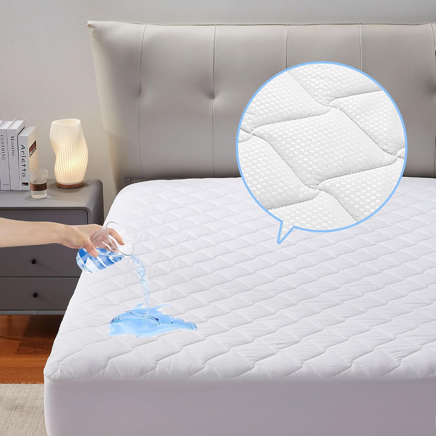 SLEEP ZONE Waterproof Mattress Protector Pad Full Machine Washable, Breathable Mattress Topper with Deep Pockets, All-Season Use, Hotel Quality Full, White