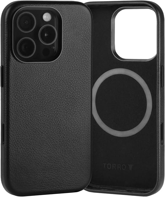 TORRO Case Compatible with iPhone 16 Pro Premium Leather MagSafe Charging Compatible, Slim Bumper Case (Black)