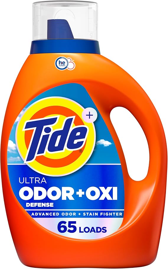 Tide Ultra Odor Defense Plus Oxi Liquid Laundry Detergent, 92 fl oz, 65 Loads, Advanced Odor and Stain Fighting Laundry Detergent Liquid