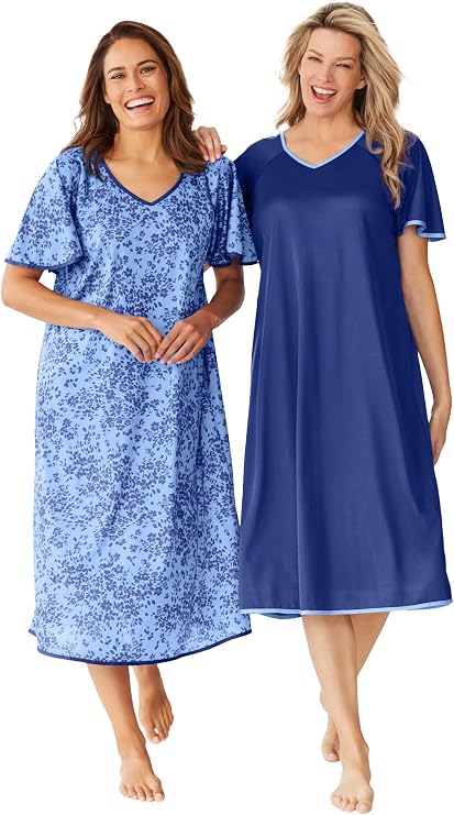 Only Necessities 2-Pack Short Silky Gown
