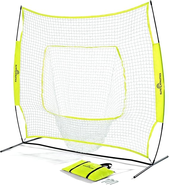7x7 ft Baseball and Softball Practice Net with Bow Frame