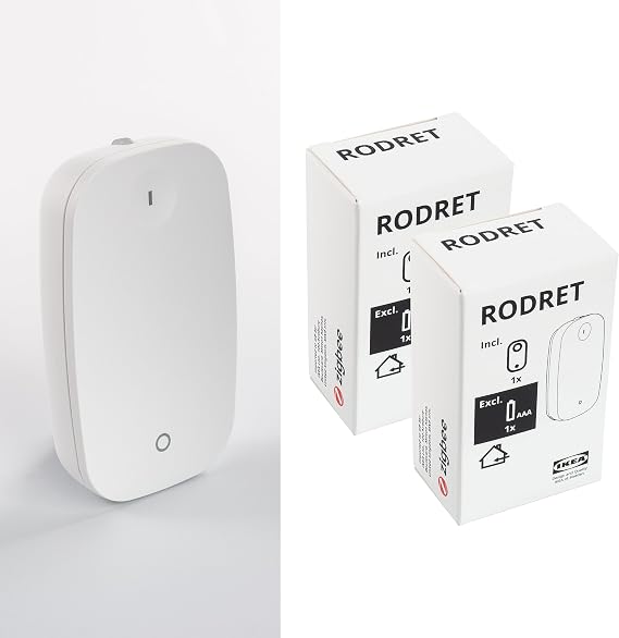 Ikea RODRET Zigbee Wireless Remote Controls/Dimmer Switches for Smart Home Systems, Works with TRADFRI/DIRIGERA, White, 805.597.96 - Set of 2