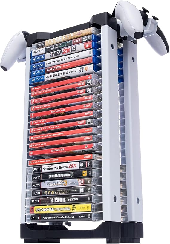 HEATFUN Video Game Storage Stand, Video Game Storage Tower for PS5 PS4 Xbox One and Switch Game Boxes, DVD and Blu-Ray Disks Organizer (23 PCS)
