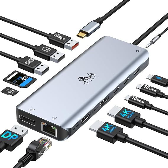 USB C Docking Station Dual Monitor 13 in 1 Docking Station Laptop 2 Monitor