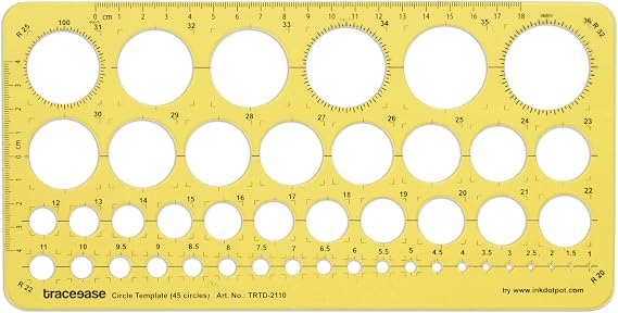 Traceease Geometric Drafting Circle Template Drawing Stencil, Designing Template Measuring Ruler