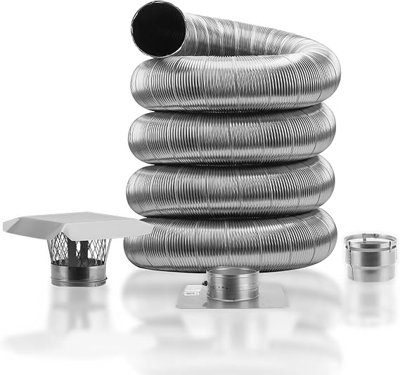 Fireside Chimney Supply Basic FireSafe Flexible Chimney Liner Insert Kit | Fireplace Insert | Stainless Steel Chimney Liner Kit | Made in the USA | Heavy-Duty 6 Inch x 30 Feet