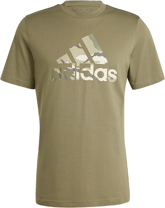 adidas Mens Camo Badge Of Sport Graphic Casual Tops Casual - White