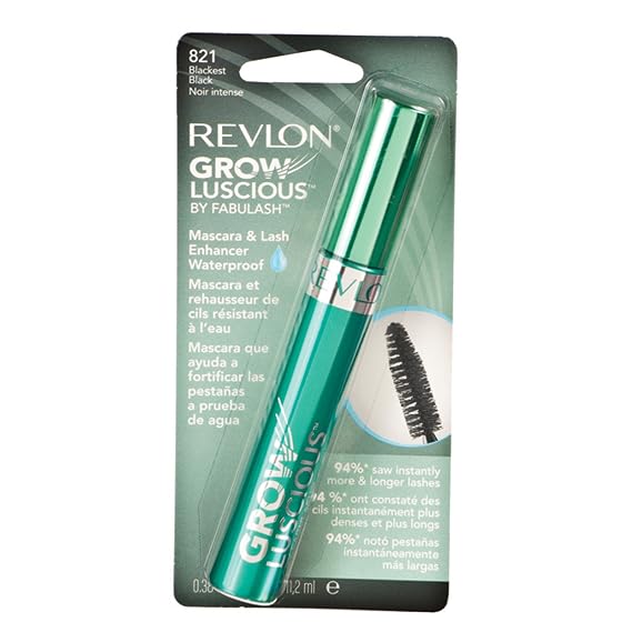 Revlon Grow Luscious by Fabulash, Waterproof, 821 Blackest Black, 0.38-Ounce