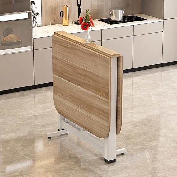 Drop Leaf Wooden Dining Table - Foldable Kitchen Table for Space Saving Furniture in Kitchen and Living Room