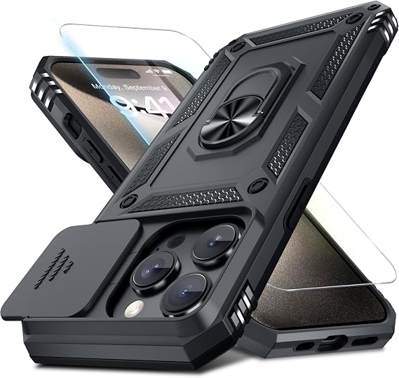 for iPhone 15 Pro Max Phone Case Built in Slide Camera Lens Cover