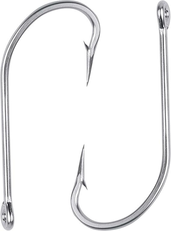 Saltwater Long Shank Fishing Hooks 60pcs Stainless Steel Fishing Hooks O'Shaughnessy J Hooks 34007 Forged Hook Extra Strong Trolling Hooks for Saltwater Freshwater Fishing