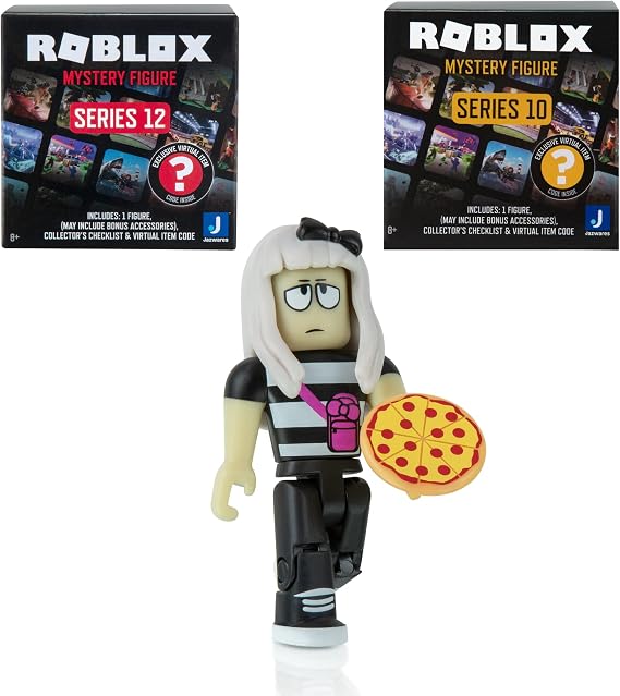 Roblox Action Collection - Work at Pizza Place: Mia + 2 Mystery Figures Set Includes 3 Exclusive Virtual Items