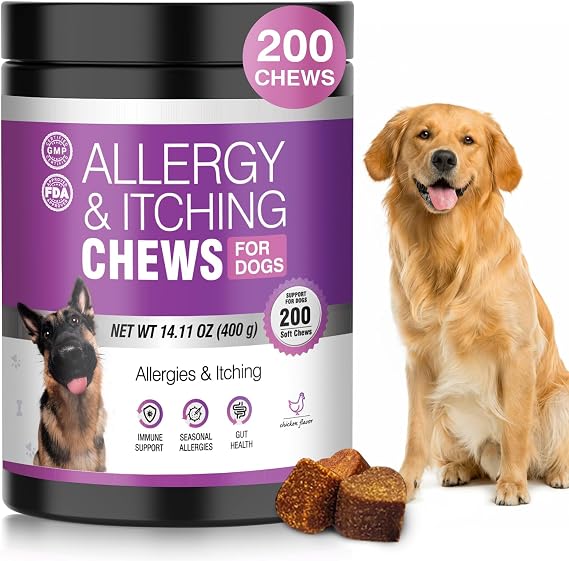Allergy Support Chews for Dogs Skin & Coat Comfort with Probiotics, 200 Count