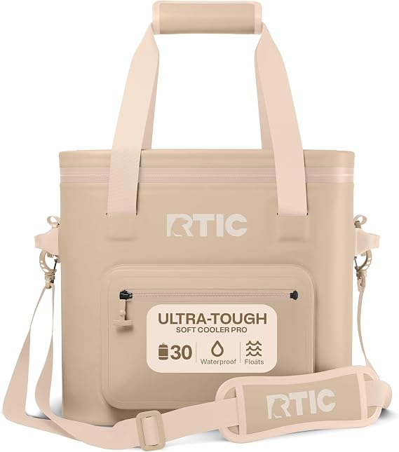 RTIC Ultra-Tough Soft Cooler Pro, Insulated, Waterproof, Leak Proof, Portable Floating Bag for Beverage, Drink, Lunch, Outdoor, Beach, Car, Camping, Picnic, Fishing, Boat