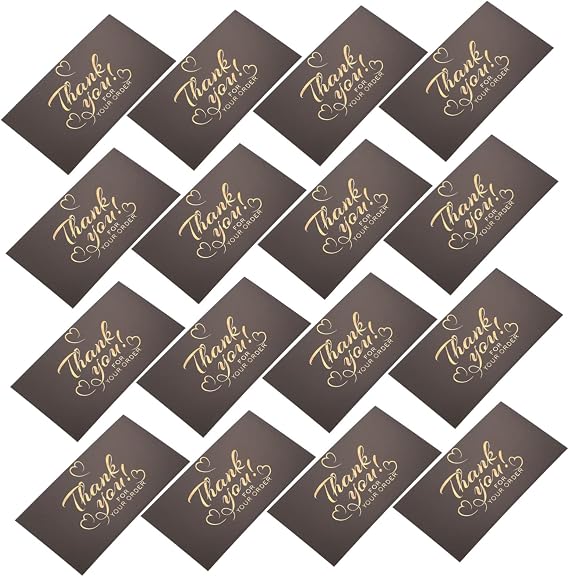 50Pcs Flower Thank You Cards with Elegant Dark and Metallic Foil Design Compact Lightweight Thank Supply for Beauty Salons Bakeries Online Businesses and Customer Appreciation