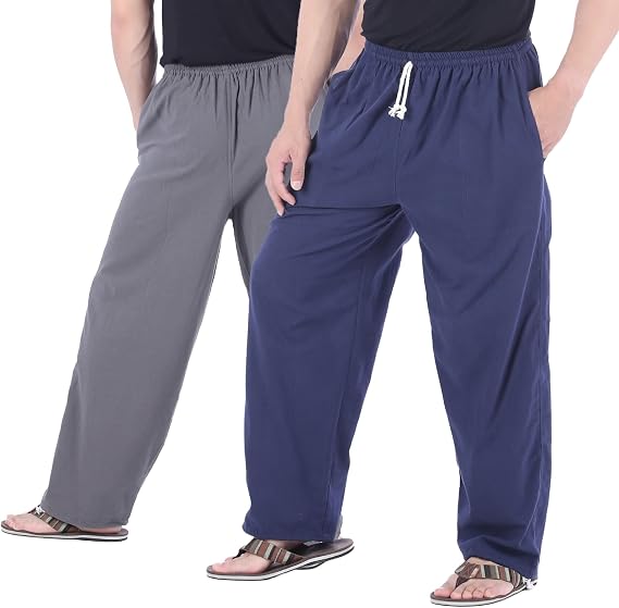 Men Lounge Pants Gray + Blue-S
