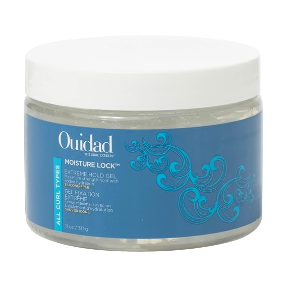 Ouidad Moisture Lock Extreme Hold Hair Gel - 11 oz, Maximum Hold Hair Gel for Women & Men, Infused with Aloe, Flaxseed Oil & Black Castor Seed Oil, Hydrating Non-Flaky Formula, All Curl Types