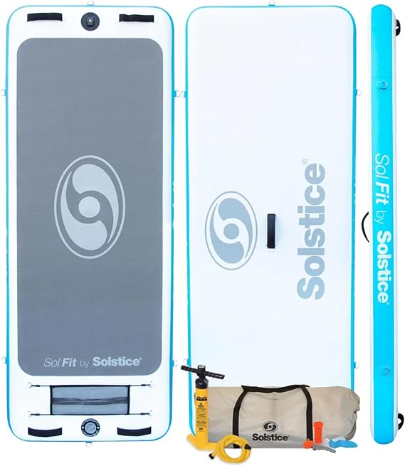 SOLSTICE Sol Fit Inflatable Stand-Up Paddleboard & Fitness Mat, 7'10" Pad | Non-Slip Traction Surface for Yoga, Pilates & Meditation, Floating Exercise Platform with Pump & Carry Bag